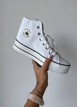 Converse comme des garçons play white hight platform білі високі кеді конверс з сердечком на високій платформі білі високі кеди на високій підошві3 фото