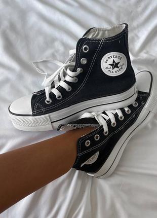 Converse comme des garçons play black hight platform чорні високі кеді конверс з сердечком на високій платформі чорні високі кеди на високій підошві9 фото