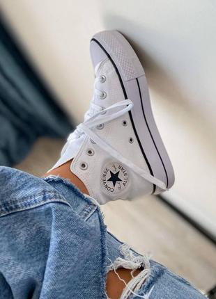 converse buty chuk taylor high sole white жіночі білі кеди конверс на високій підошві белые кеды на высокой платформе9 фото