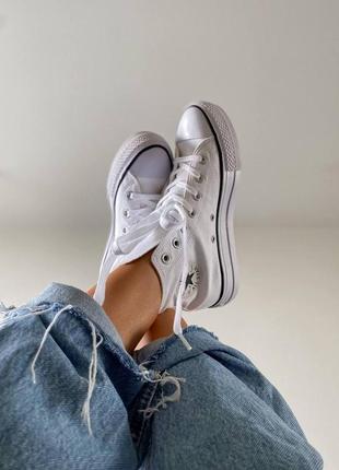 converse buty chuk taylor high sole white жіночі білі кеди конверс на високій підошві белые кеды на высокой платформе8 фото