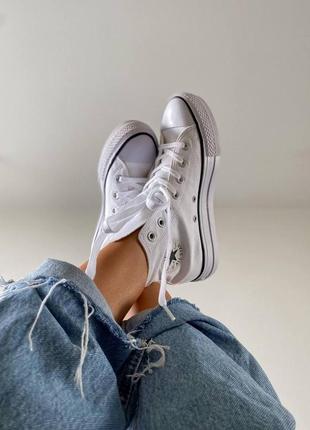 Converse chuk taylor high sole white жіночі білі кеді конверс на високій підошві білі кеди на високій платформі8 фото