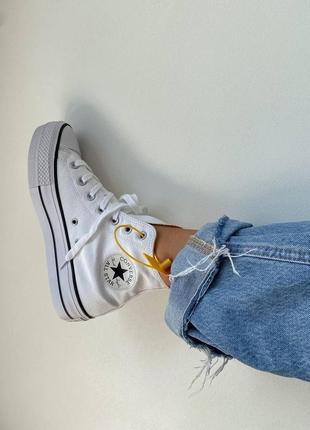 Converse chuk taylor high sole white жіночі білі кеді конверс на високій підошві білі кеди на високій платформі5 фото