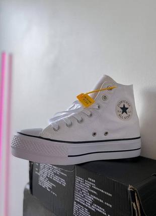 Converse chuk taylor high sole platform white жіночі білі кеди конверс на високій платформі белые кеды на высокой подошве10 фото