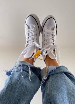 Converse chuk taylor high sole platform white жіночі білі кеді конверс на високій платформі білі кеди на високій підошві7 фото