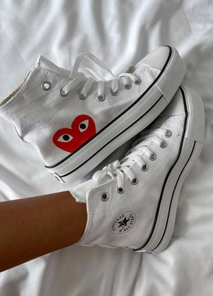 💛💙 високі жіночі кеди converse на високій підошві білі | высокие женские кеды конверс на платформе белые на весну лето осень