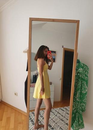 Плаття лимонний колір корсет сукня кльош сарафан5 фото