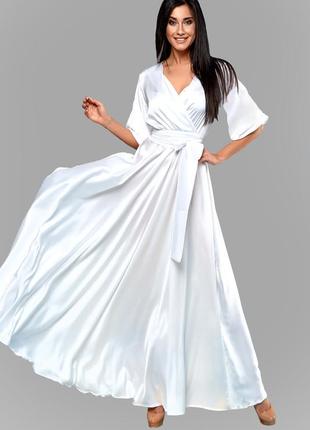 Шикарна біла сукня із шовку армані на урочисту подію1 фото