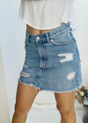 Синя джинсова спідниця