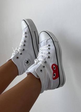 💛💙 високі жіночі кеди converse на високій підошві білі | высокие женские кеды конверс на платформе белые на весну лето осень
