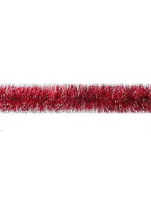 Мишура d=5 см красная с серебром 3 м / новогоднее украшение