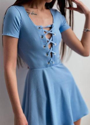 Платье в рубчик со шнуровкой на груди / сукня зі шнурівкою2 фото