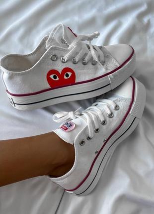 💛💙 низькі жіночі кеди converse на високій підошві білі | низкие женские кеды конверс на платформе белые на весну лето осень