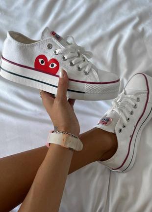 💛💙 низькі жіночі кеди converse на високій підошві білі | низкие женские кеды конверс на платформе белые на весну лето осень