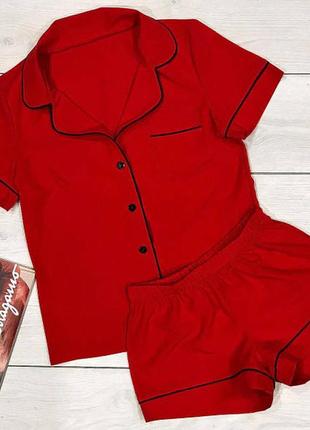 Красный пижамный костюм. женская домашняя одежда