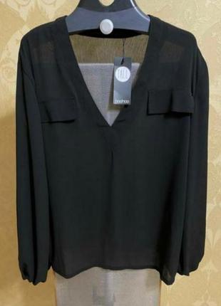 Чёрная базовая блуза boohoo с объемными рукавами