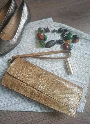Сумочка клатч, сумка багет, натуральная кожа питона