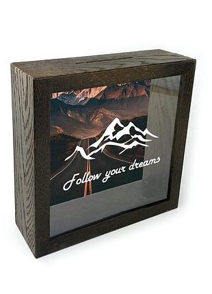 Копілка дерев'яна "follow your dreams" в 3 кольорах