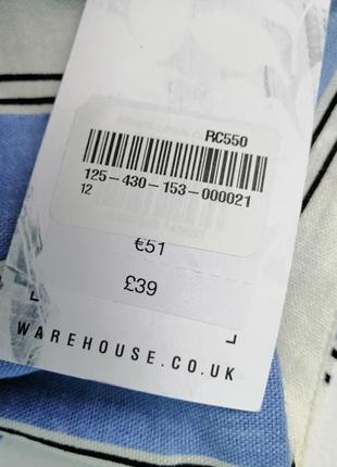 Синие свободные льняные брюки-кюлоты в полоску warehouse4 фото