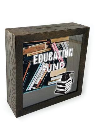 Копілка дерев'яна яна "education fund" в 3 кольорах