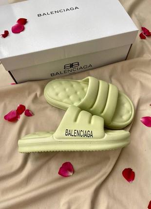 💚 жіночі оливкові шльопанці balenciaga puffy slides на весну літо осінь | жіночі оливкові шльопанці тапочки на весну літо осінь