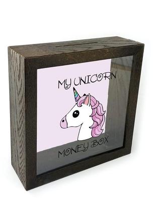 Копілка дерев'яна яна "my unicorn money box" в 3 кольорах1 фото