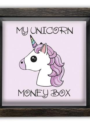 Копілка дерев'яна яна "my unicorn money box" в 3 кольорах3 фото