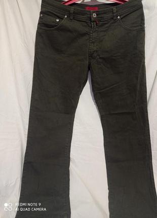 Т15. хлопковые хаки прямые джинсы темный  хлопок pierre cardin оригинал