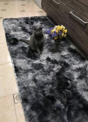 Прикроватний килим коврик 90х200 см темно сірий