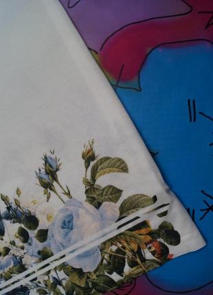 Подовжена футболка тропічний принт квіти,градієнт4 фото