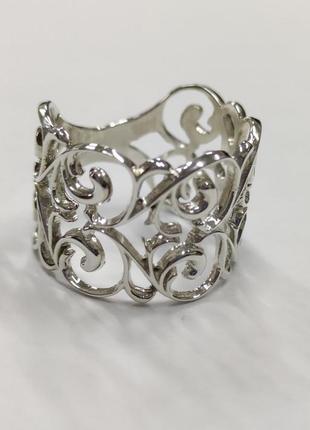 Красивое серебрянное ажурное кольцо с вензелями серебро 9251 фото