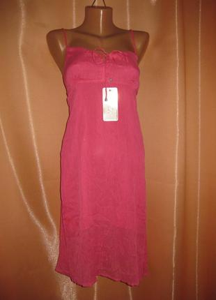 Розовое шифоновое платье сарафан  42р, км1093, легкая прозрачная ткань3 фото