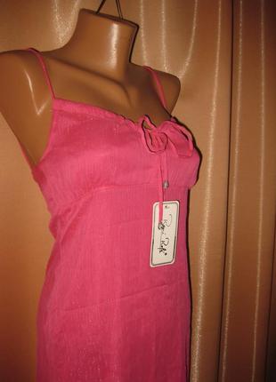 Розовое шифоновое платье сарафан  42р, км1093, легкая прозрачная ткань5 фото