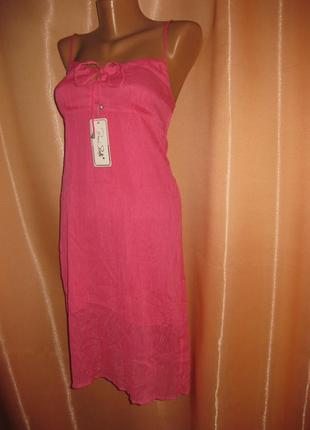Розовое шифоновое платье сарафан  42р, км1093, легкая прозрачная ткань2 фото