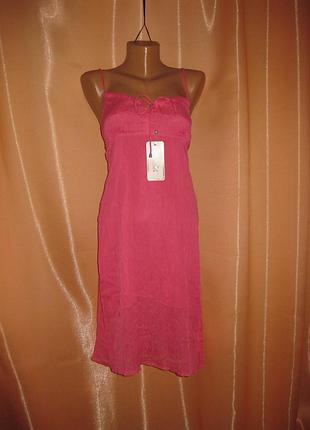 Рожева шифонова сукня сарафан плаття 42р, км1093, легка прозора тканина