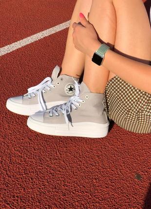 Converse chuck taylor move high grey, кросівки конверс на платформі, жіночі кросівки, конверс на трвстій підошві, кроссовки конверс на платформе