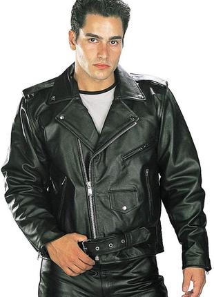 Xelement b7100 'classic' men's black top grade leather motorcycle biker jacket - large