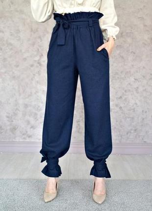 Элегантные женские брюки, оригинальные летние льняные брюки, женские брюки из льна2 фото