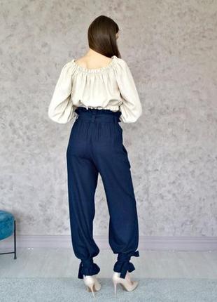 Элегантные женские брюки, оригинальные летние льняные брюки, женские брюки из льна6 фото