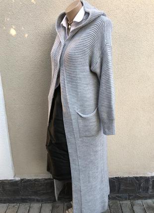 Кардиган с капюшоном,вязаное пальто,вышивка пайетки,mademoiselle mint.5 фото