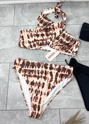 Коричневий роздільний купальник великих розмірів