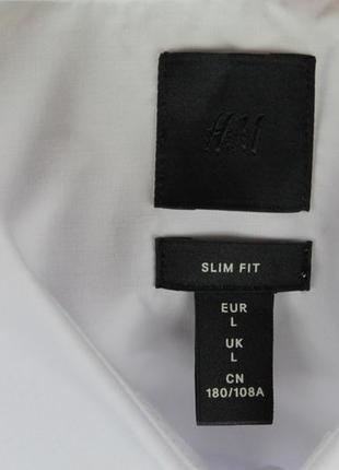 Класична білосніжна сорочка теніска h&m slim fit white shirt4 фото