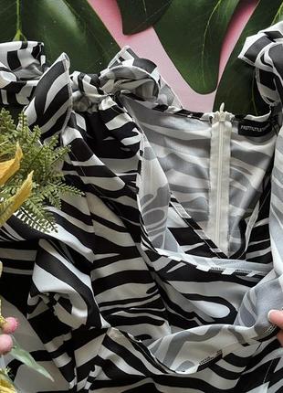 🦓вільна чорно-біла блуза/блузка тваринний принт/блузка принт зебра довгий рукав🦓2 фото