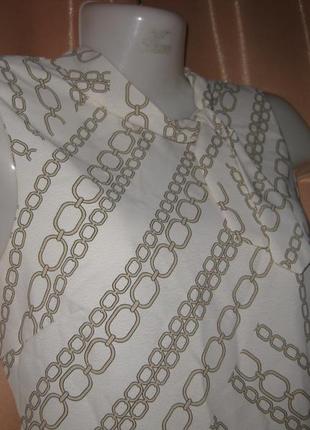 Легкая строгая блуза рубашка туника безрукавка 12 uk/40 euro/8us км1097 f&f закрыта под горло2 фото