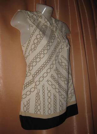 Легка приємна строга блузка сорочка туніка безрукавка 12uk/40eurо/8us км1097 f&f закрита під горло