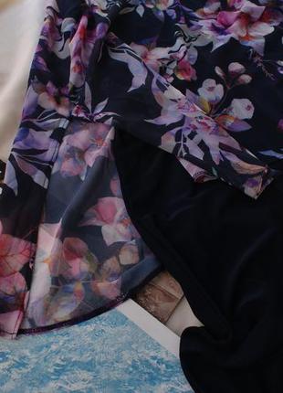 Брендовий красивий комбінезон палацо з шифоновою накидкою квітковий принт від roman5 фото