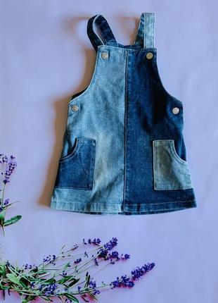 Стильный модный удобный джинсовый сарафан f&f малышке 1-1.5 года1 фото