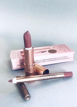 Charlotte tilbury mini pillow talk lipstick & liner set набір помада і олівець у відтінку pillow talk