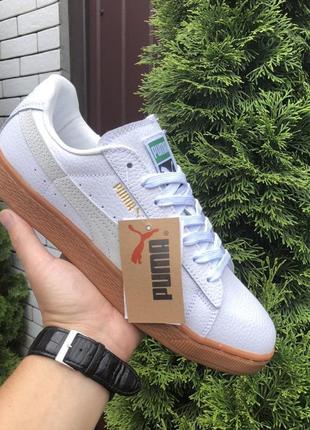 Мужские кроссовки puma suede classic кожаные белые