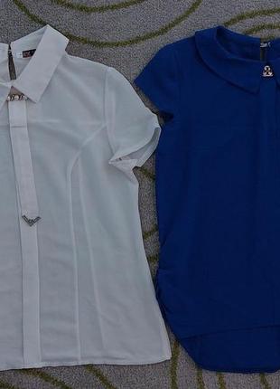Блуза белая синяя белая 42-44 размер1 фото
