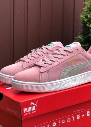 Женские кроссовки puma suede classic замшевые розовые2 фото